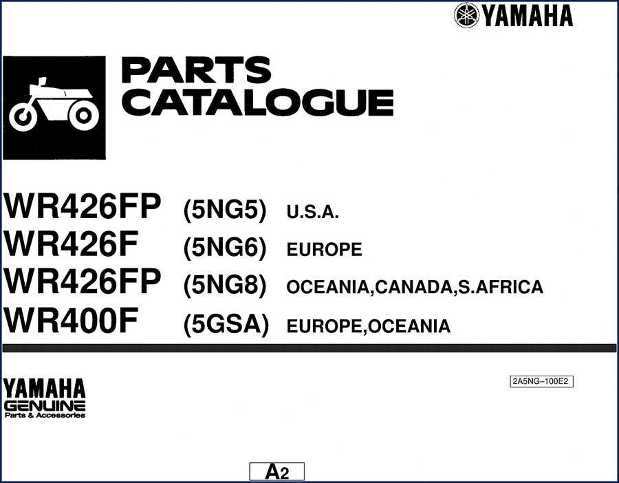Yamaha WR426FP WR426F WR400F Parts Catalog cover page - factory OEM PDF