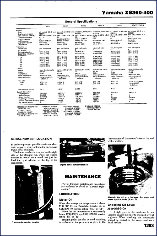 Yamaha XS360 XS400E XS400-2E XS400SF XS400G factory service manual cover