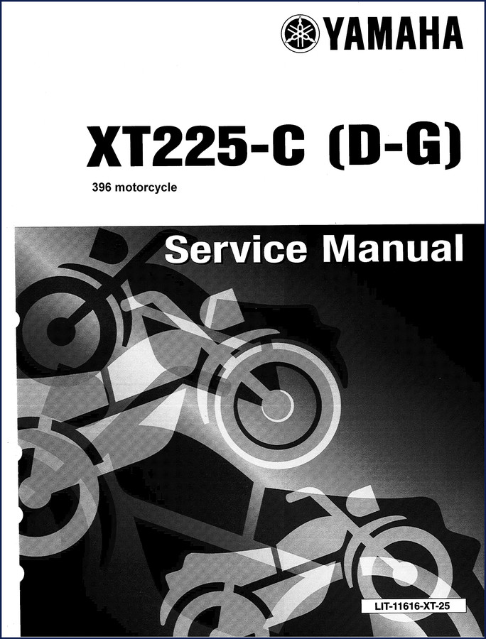 Yamaha XT225 service manual cover showing XT225-C and XT225H models - 389 pages factory OEM document