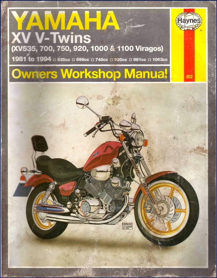 Yamaha XV535-1100 Virago Workshop Manual 1981-1994 363 pages cover photo