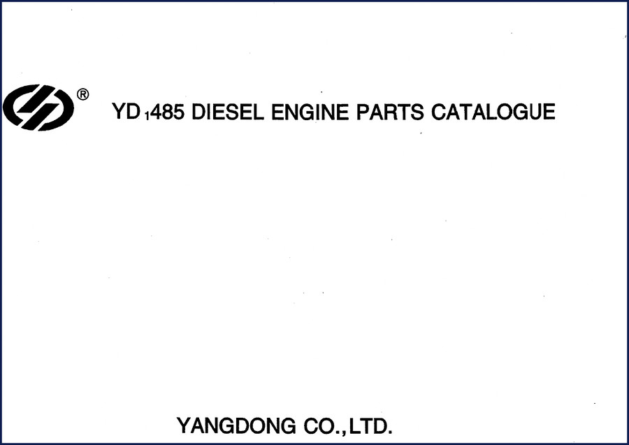 Yangdong YD485 Diesel Engine Parts Catalog cover – 34-page OEM document