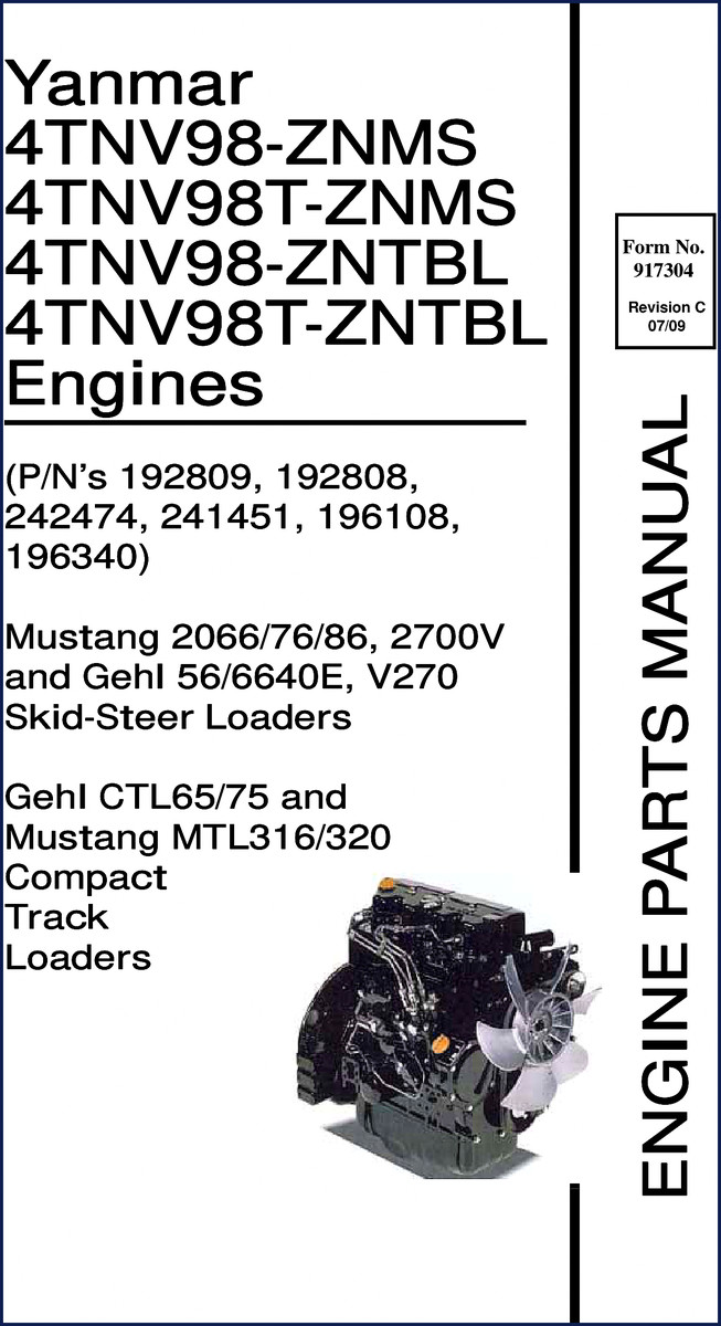 Yanmar 2066/76/86 2009 parts catalog cover - factory illustrated