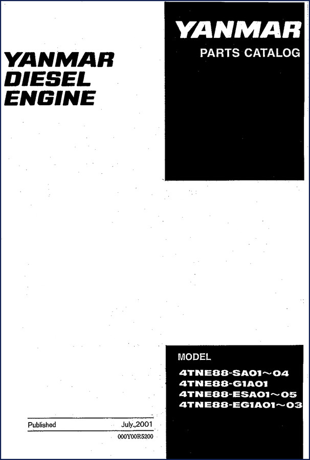 Yanmar 4TNE88-SA01 parts catalog cover 2001 - 71 pages OEM factory document