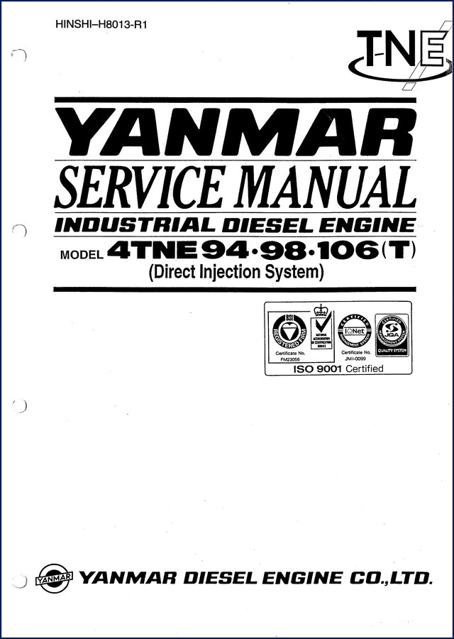 Yanmar 4TNE94 4TNE98 4TNE106 Service Manual cover – factory OEM document