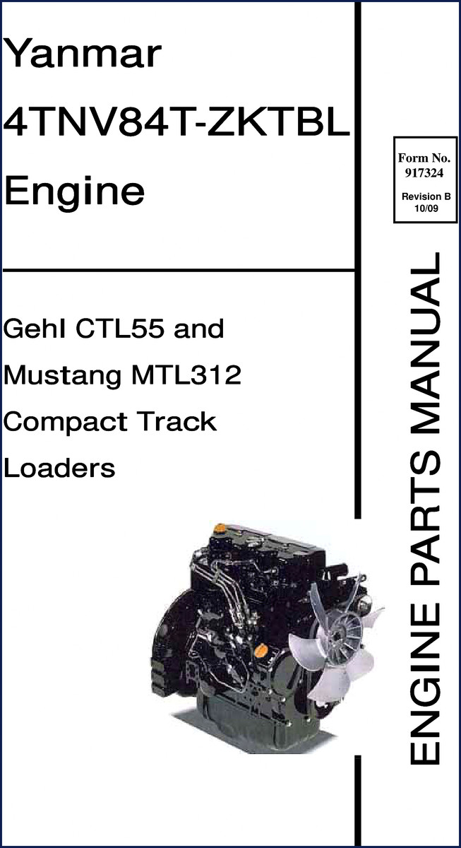Yanmar CTL55 MTL312 2009 Parts Catalog cover showing engine assembly diagram