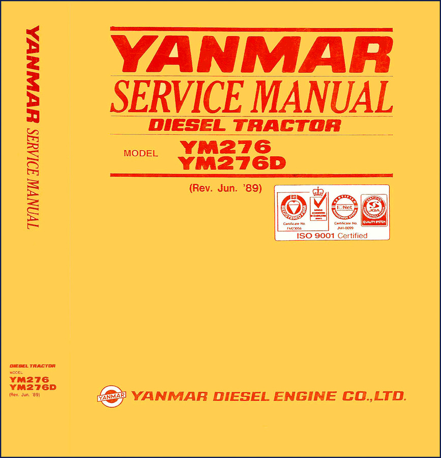 Yanmar YM276 YM276D 1989 Service Manual cover showing diesel tractor and 662 pages