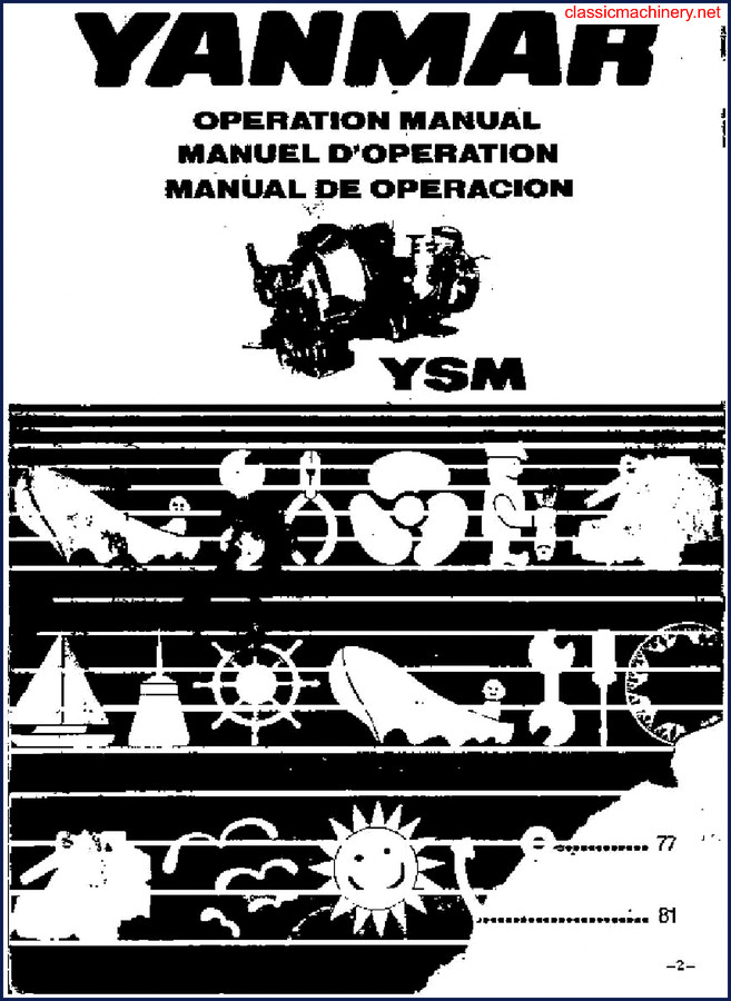 Yanmar YSM Service Manual cover page showing marine diesel engine diagram and model designation