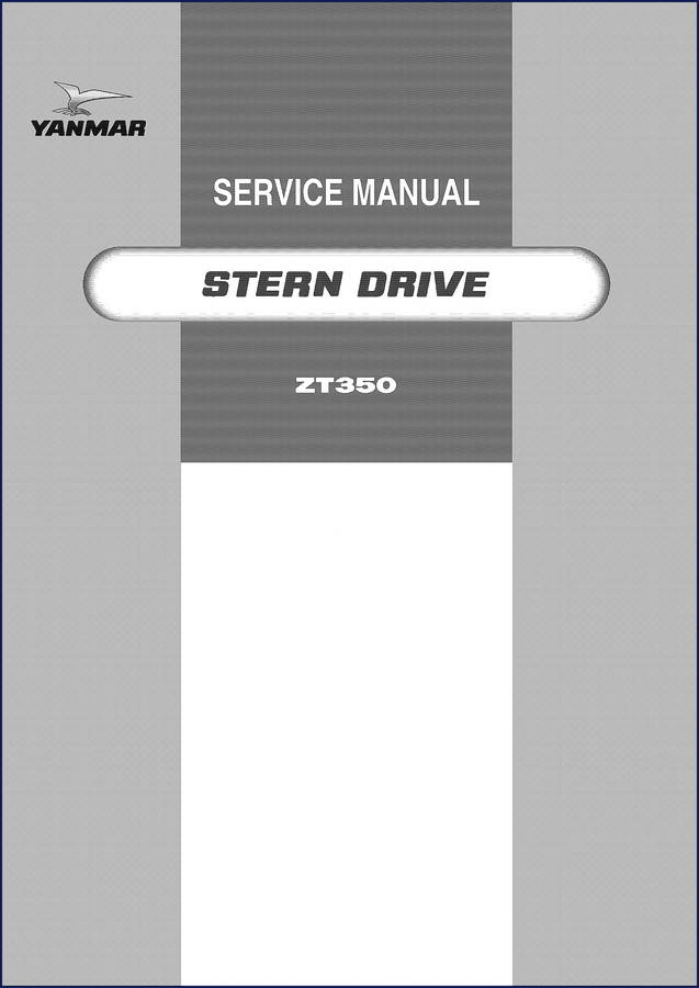 Yanmar ZT350 Service Manual cover showing stern drive components and torque specifications