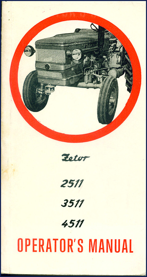 Zetor 2511 workshop manual cover showing OEM factory documentation for 2511, 3511, 4511, 3545, 3513 tractors
