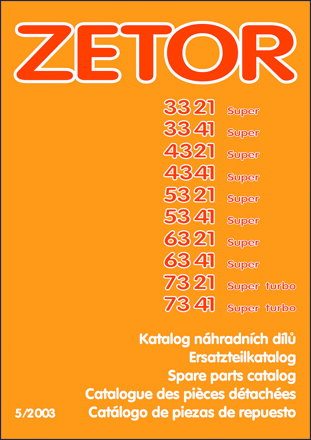 Zetor 3321 3341 4321 4341 5321 2003 Parts Catalog OEM factory manual cover