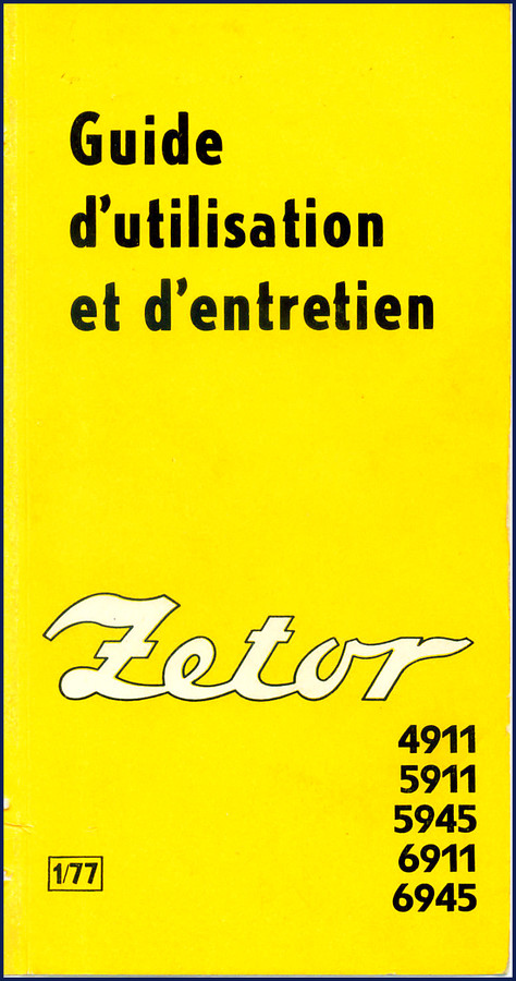 Zetor 4911 5911 5945 6911 6945 1977 User Manual cover showing tractor front view