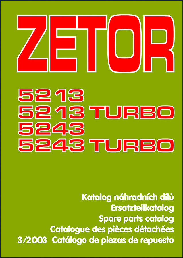 Zetor 5213 and 5243 tractors 2002 spare parts catalog cover - OEM factory documentation