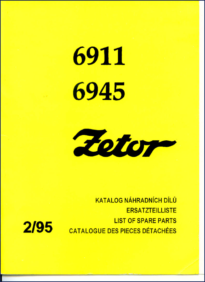 1995 Zetor 6911 6945 Parts Catalog cover - factory OEM spare parts list
