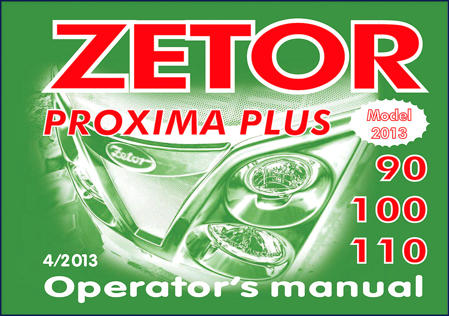 Zetor Proxima Plus 90 100 110 2013 Operators Manual cover page