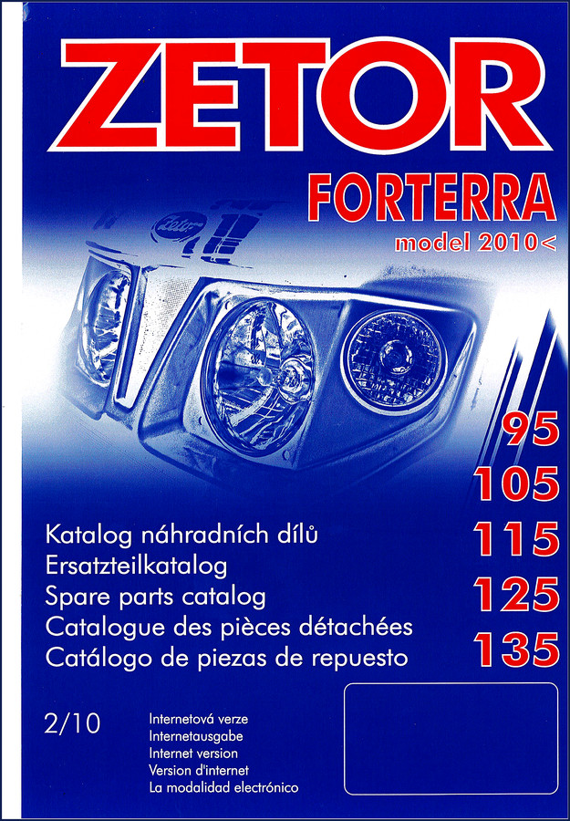 Zetor Forterra 95-135 2010 Parts Catalog cover page