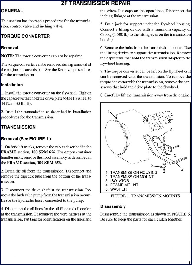 ZF 100 SRM 656 Repair Manual cover page – factory transmission service document