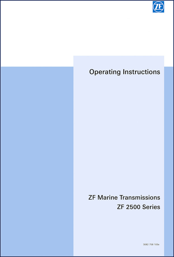 ZF 2500 Series Operators Manual cover page for marine transmission, 84 pages