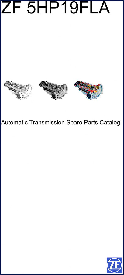 ZF 5HP19FLA Parts Catalog cover – 62 pages of OEM transmission spare parts for Audi and other North American applications