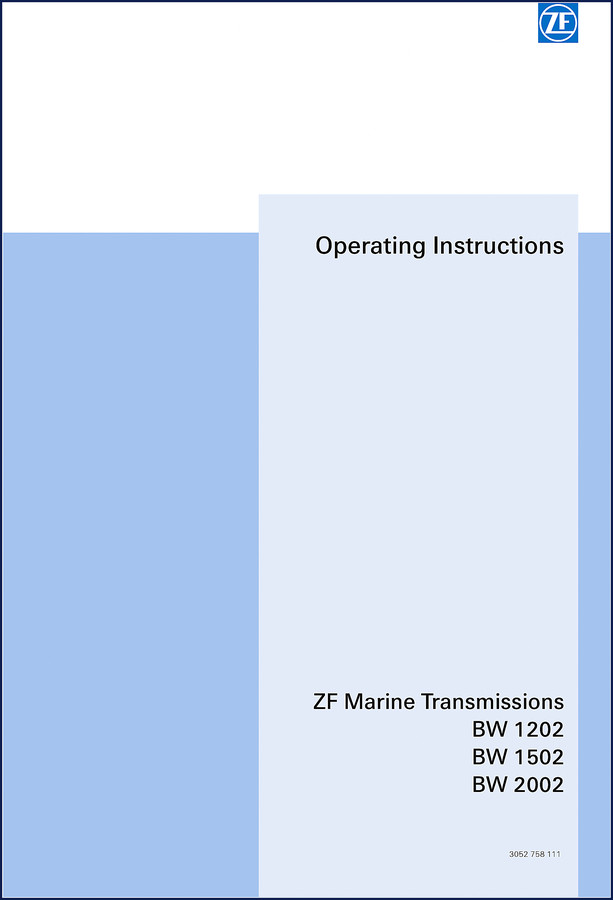 ZF BW 1202 BW 1502 BW 2002 Operators Manual cover - OEM factory print