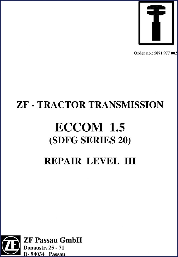 ZF ECCOM 1.5 Transmission Repair Manual – 179-page factory document cover
