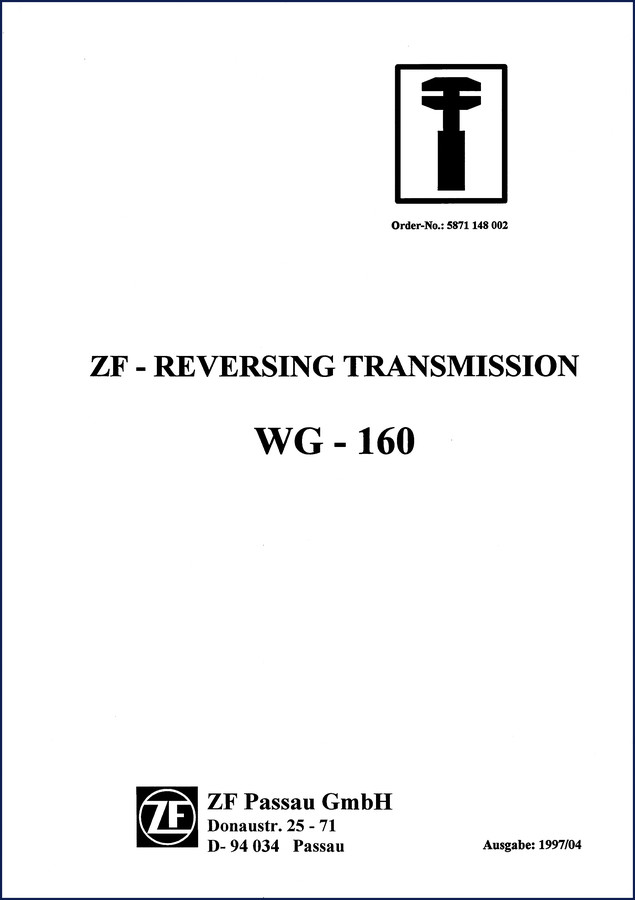 ZF WG-160 1997 Repair Manual cover showing reversing transmission diagram