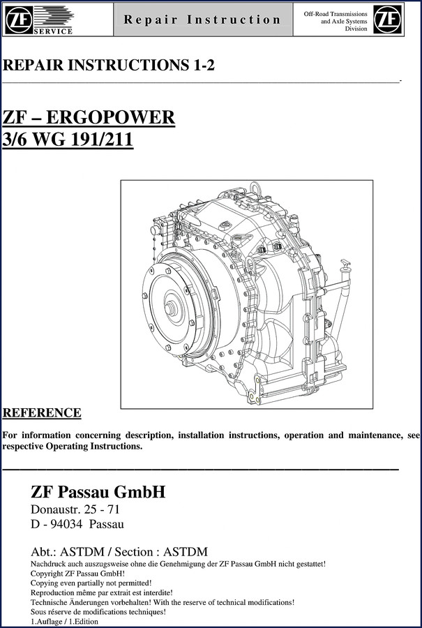 ZF WG 191 WG 211 Repair Manual 32 pages factory transmission service document